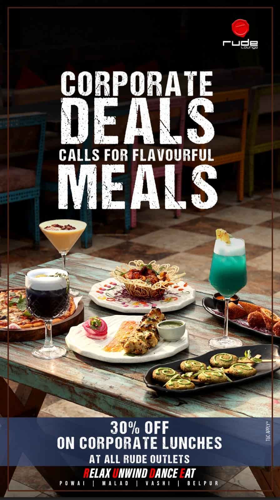 30 percent off on corporate lunches